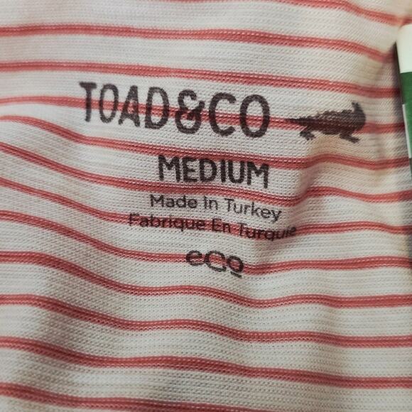 Toad & Co. Pink Sand Mini Stripe Lightweight Athleisure Windmere SS Dress M NWT - Picture 5 of 8